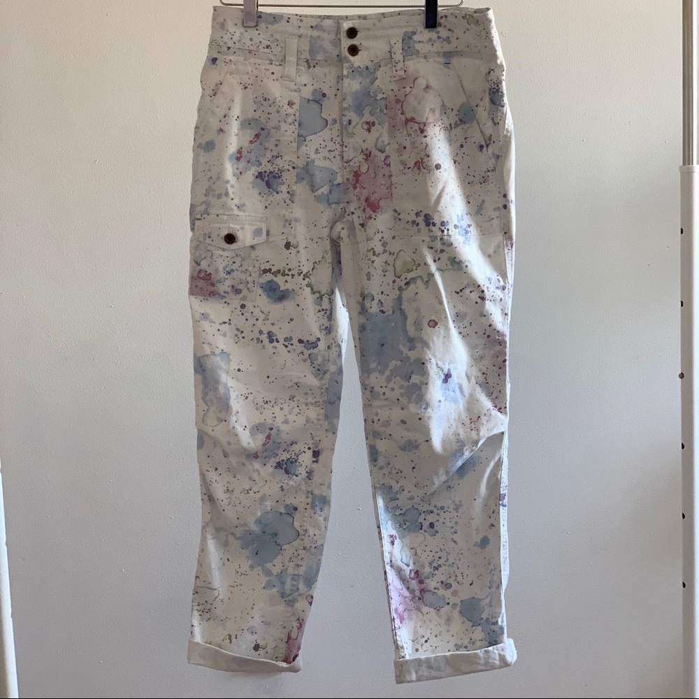 Anthropologie Multicolor Splatter Paint Pants